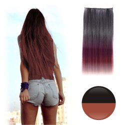 Cortina de Cabello Lisa Degradee Extensión Negro a Castaño