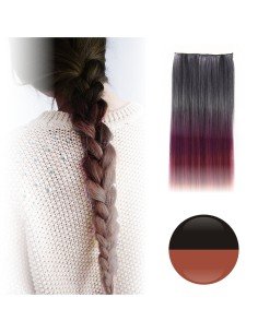 Cortina de Cabello Lisa Degradee Extensión Negro a Castaño 2