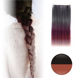 Cortina de Cabello Lisa Degradee Extensión Negro a Castaño