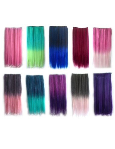 Cortina de Cabello Lisa Degradee Extensión Turquesa a Verde Limón