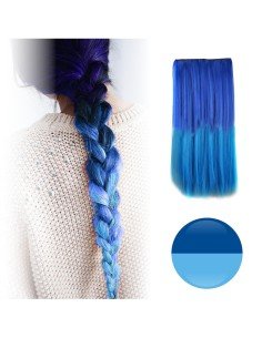 Cortina de Cabello Lisa Degradee Extensión Azul a celeste