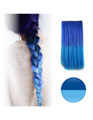 Cortina de Cabello Lisa Degradee Extensión Azul a celeste