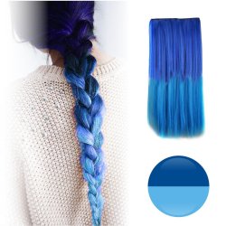 Cortina de Cabello Lisa Degradee Extensión Azul a celeste
