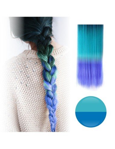 Cortina de Cabello Lisa Degradee Extensión Turquesa a Azul