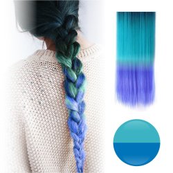 Cortina de Cabello Lisa Degradee Extensión Turquesa a Azul