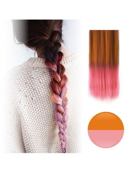 Cortina de Cabello Lisa Degradee Extensión Naranja a Palo de Rosa
