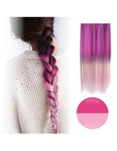 Cortina de Cabello Lisa Degradee Extensión Fucsia a Rosado