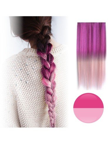 Cortina de Cabello Lisa Degradee Extensión Fucsia a Rosado