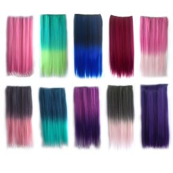 Cortina de Cabello Lisa Degradee Extensión Turquesa a Azul