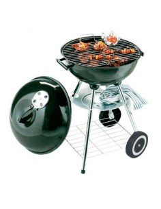 Parrilla Carbon Esmaltada Grande con Ruedas, Tapa y Reloj de Temperatura ideal para camping BBQ