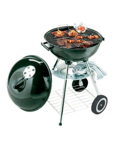 Parrilla Carbon Esmaltada Grande con Ruedas, Tapa y Reloj de Temperatura ideal para camping BBQ