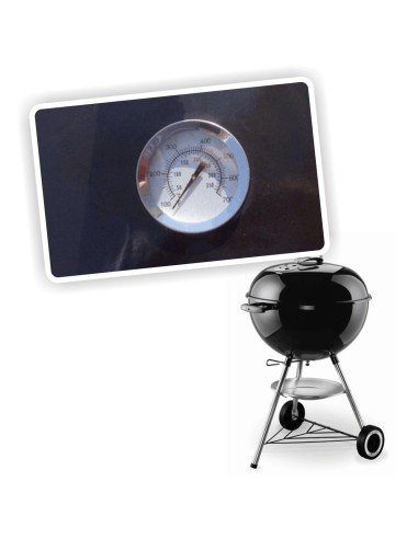 Parrilla Carbon Esmaltada Grande con Ruedas, Tapa y Reloj de Temperatura ideal para camping BBQ