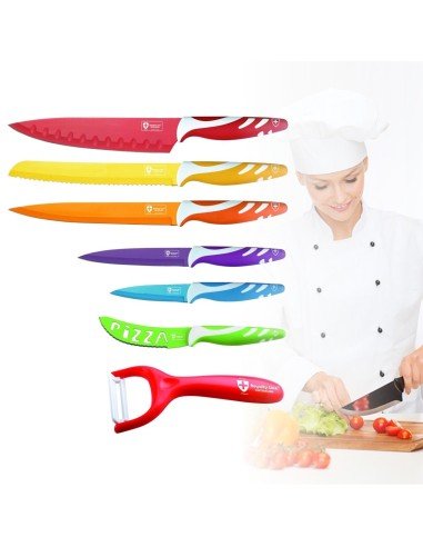 Set de 7pz Cuchillos Antiadherentes Recubiertos en Cerámica