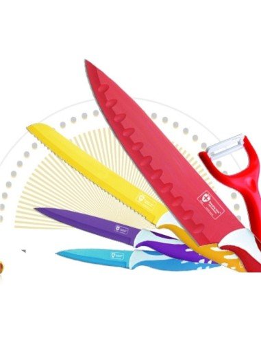 Set de 7pz Cuchillos Antiadherentes Recubiertos en Cerámica