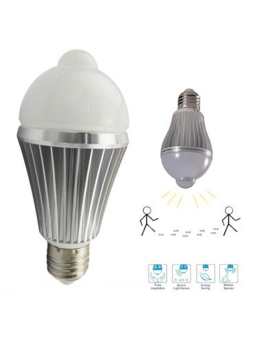 Bombillo de Led 9W con Sensor infrarojo de movimiento 5 a 8 mts ahorra energía