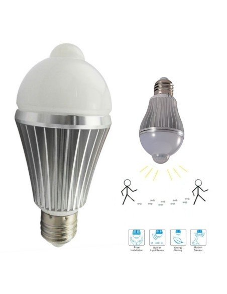 Bombillo de Led 9W con Sensor infrarojo de movimiento 5 a 8 mts ahorra energía