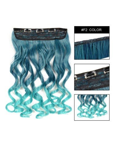 Cortina de Cabello Ondulada Degradee Verde a Turquesa