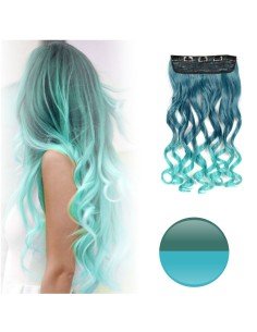 Cortina de Cabello Ondulada Degradee Verde a Turquesa