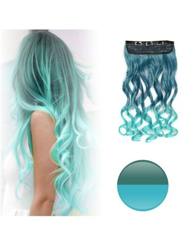 Cortina de Cabello Ondulada Degradee Verde a Turquesa
