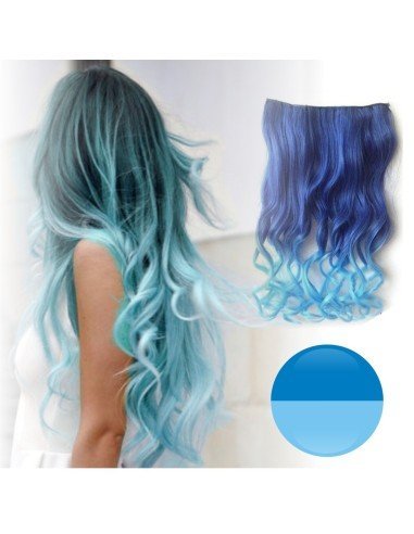 Cortina de Cabello Ondulada Degradee  Azul a Celeste