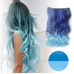 Cortina de Cabello Ondulada Degradee  Azul a Celeste