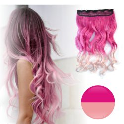Cortina de Cabello Ondulada Degradee Fucsia a Rosado