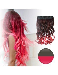 Cortina de Cabello Ondulada Degradee  Café a Rojo