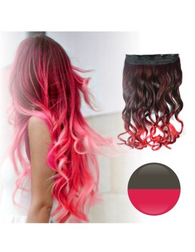 Cortina de Cabello Ondulada Degradee  Café a Rojo