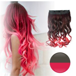 Cortina de Cabello Ondulada Degradee  Café a Rojo