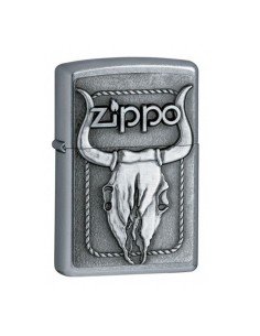 Encendedor Zippo Texture Skull Bull - Plateado