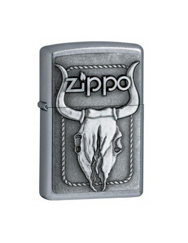 Encendedor Zippo Texture Skull Bull - Plateado