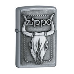 Encendedor Zippo Texture Skull Bull - Plateado