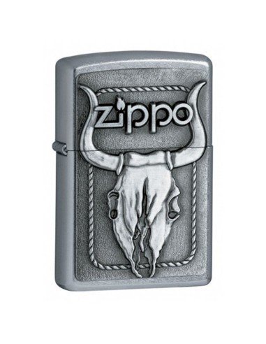 Encendedor Zippo Texture Skull Bull - Plateado