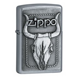 Encendedor Zippo Texture Skull Bull - Plateado