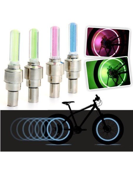 Led Tapa Válvulas de llantas con sensor en colores neón que alumbran al girar las ruedas