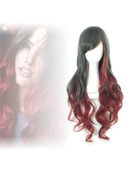 Peluca Bicolor Harajuku de kanekalon Cosplay de 70 y 80 cm de largo ideal para Halloween
