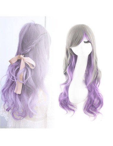 Peluca Bicolor Harajuku de kanekalon Cosplay de 70 y 80 cm de largo ideal para Halloween