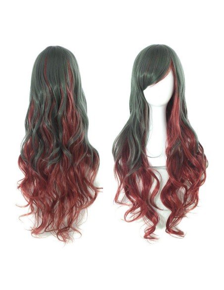 Peluca Bicolor Harajuku de kanekalon Cosplay de 70 y 80 cm de largo ideal para Halloween