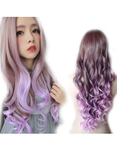 Peluca Bicolor Harajuku de kanekalon Cosplay de 70 y 80 cm de largo ideal para Halloween