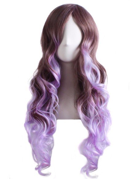 Peluca Bicolor Harajuku de kanekalon Cosplay de 70 y 80 cm de largo ideal para Halloween