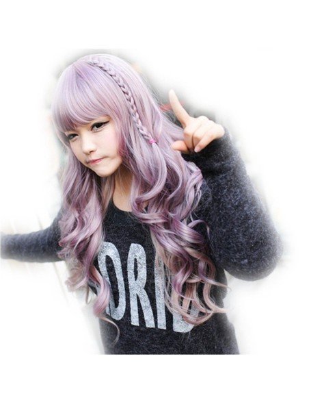 Peluca Bicolor Harajuku de kanekalon Cosplay de 70 y 80 cm de largo ideal para Halloween