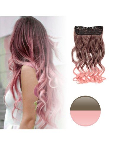Cortina de Cabello Ondulada Degradee  Café a Rosado