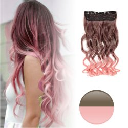 Cortina de Cabello Ondulada Degradee  Café a Rosado