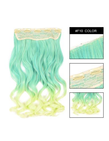 Cortina de Cabello Ondulada Degradee Verde a Lima