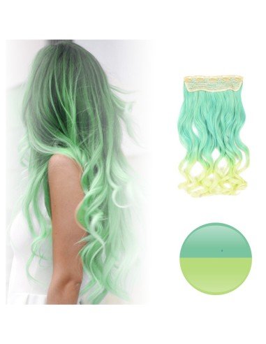 Cortina de Cabello Ondulada Degradee Verde a Lima