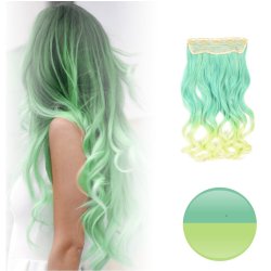 Cortina de Cabello Ondulada Degradee Verde a Lima