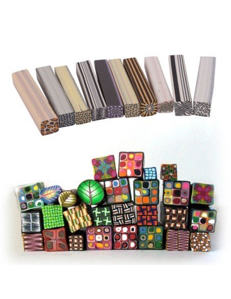 Kit x12 Fimos Cuadrados Animal cebra decoración uñas Nail Art