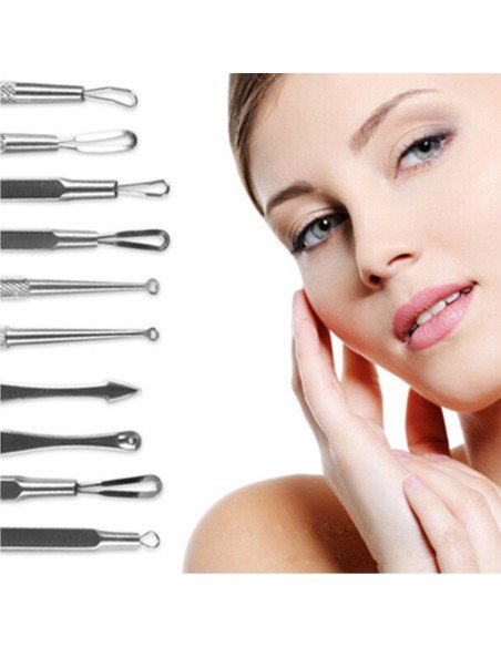 Set x5 Herramientas para remover espinillas y acné, Limpieza facil de puntos negros 
