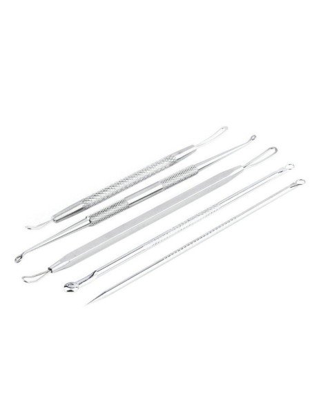 Set x5 Herramientas para remover espinillas y acné, Limpieza facil de puntos negros 