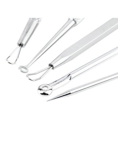 Set x5 Herramientas para remover espinillas y acné, Limpieza facil de puntos negros 